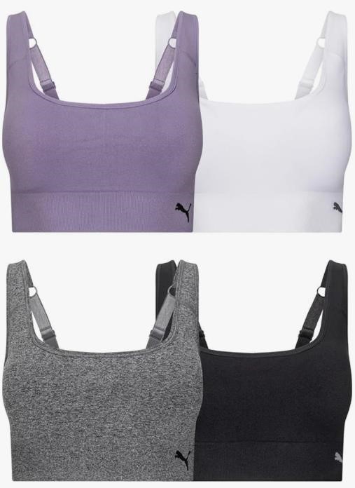 BUNDLE OF PUMA Sports Bra for Women Lightweight, Seamless Bras with Stretch