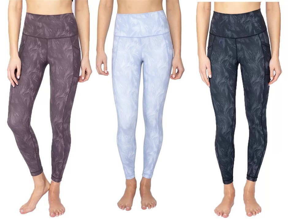 3 x 90 DEGREE Feather Palm Tree Ankle Legging Size XS: Mauve, Black Grey, W