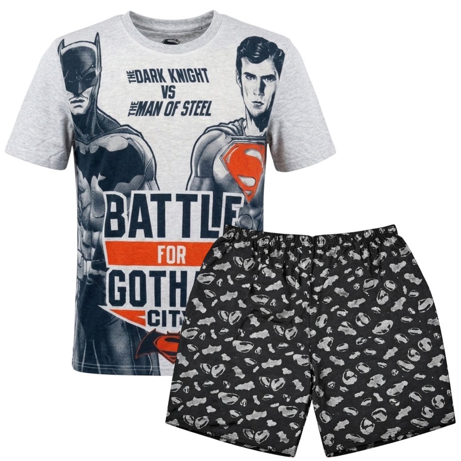 MEN'S Batman vs Superman 2-Piece Pajama Set Graphic T-Shirt & Printed Loung