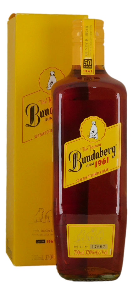 Bundaberg Rum 1961 Yellow Label in Gift Box  #17667 (1x 750mL), QLD.
