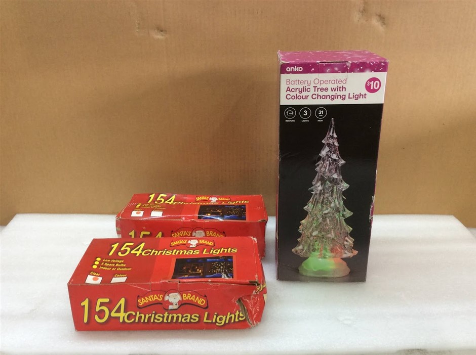 Santa's Brand 154 Christmas Lights + Anko Acrylic Tree Colour Changing Ligh
