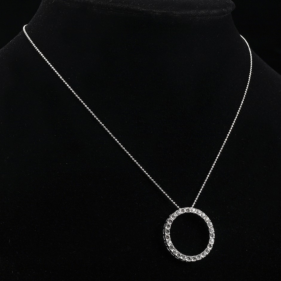 925 Sterling Silver Plated Eternity Pendant 30 Crystals by Swarovski®