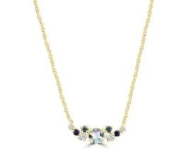 9K YELLOW GOLD 0.08CT HI I1 DIAMOND TOPAZ NECKLACE 40-50cm