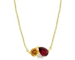 9K YELLOW GOLD 0.02ct HI SI DIAMOND RHOD NECKLACE 40-45c