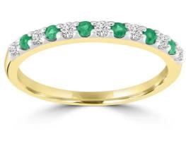 9K Yellow GOLD 0.15CT HI I1 DIAMOND EMERALD RNG