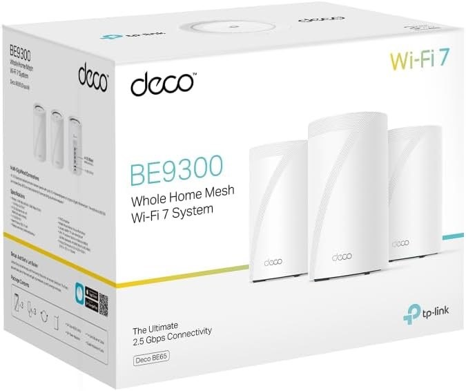TP-Link Deco BE11000 Tri-Band Whole Home Mesh WiFi 7, up to 11 Gbps, MLO, 3