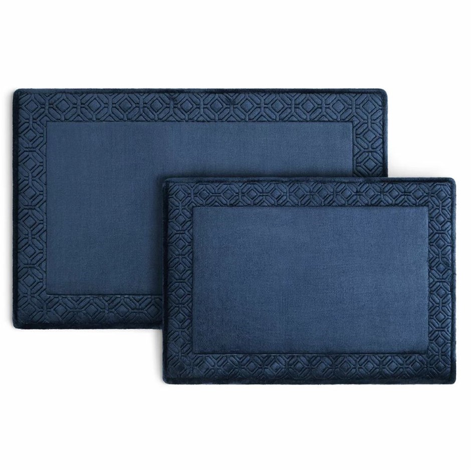 TOWN & COUNTRY LIVING Memory Foam Bath Rug, 2-Piece, Dress Blue.