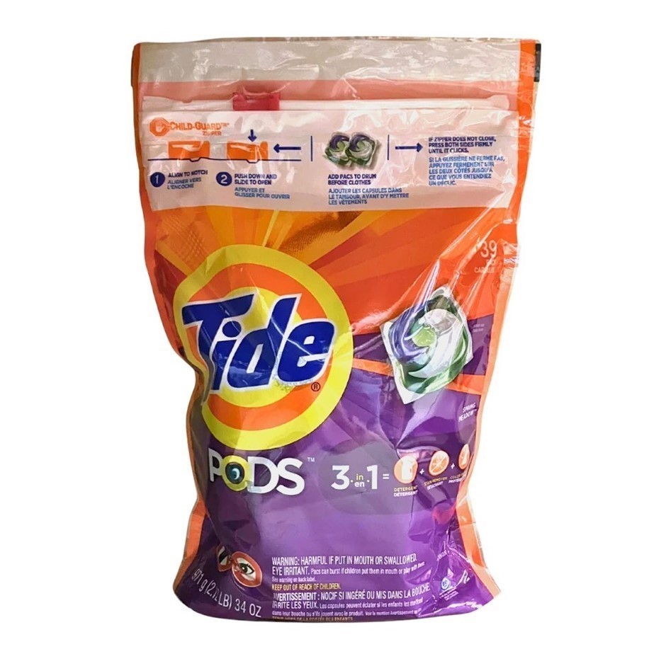 4 x Pack of 39pc TIDE Pods 3-in-1 Capsules, Total 971g, Spring Meadow.