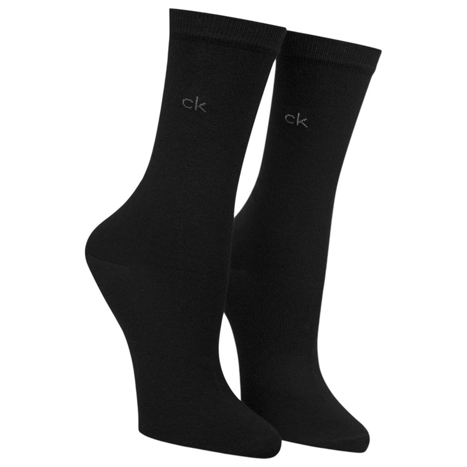 6 Pairs x CALVIN KLEIN Women's Combed Cotton Mid Crew Socks, One Size (EU 3