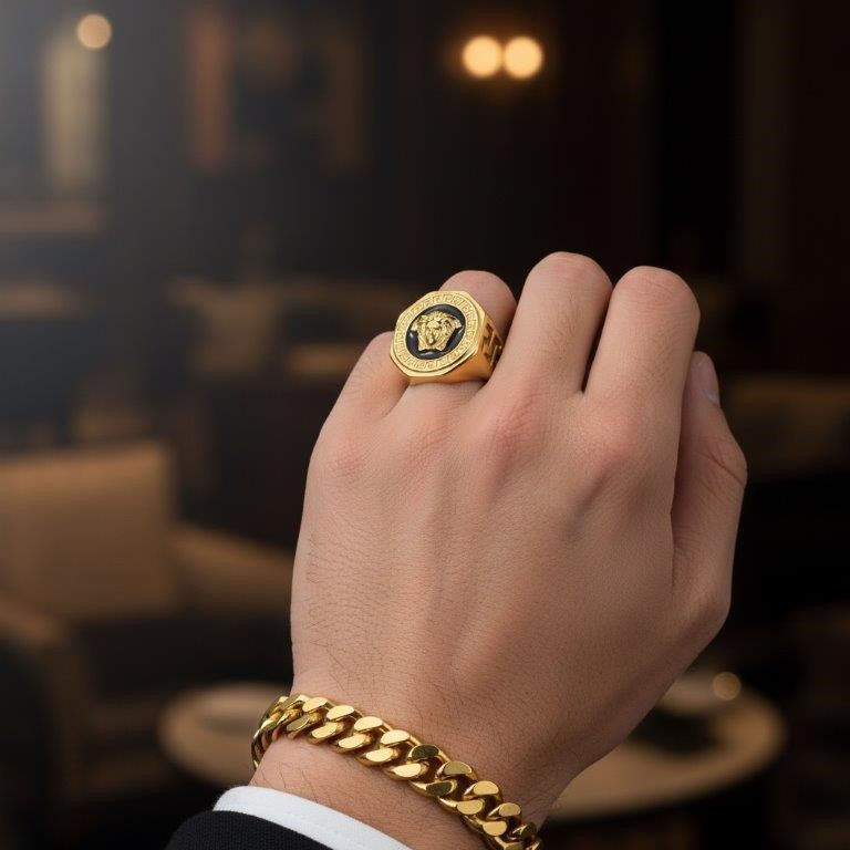 Italy 925 Silver Hip Hop Men's Ring (Stamps)-12 US