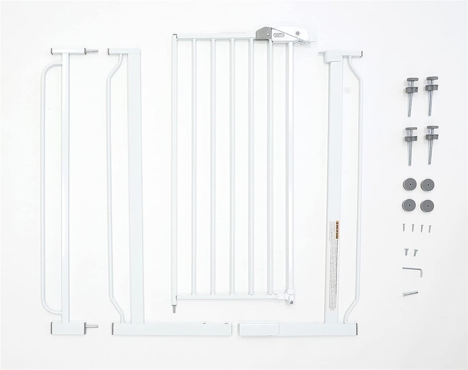 REGALO Easy Step Extra Tall Walk Thru Gate, White, 13 Pounds, 9 Piece Set,