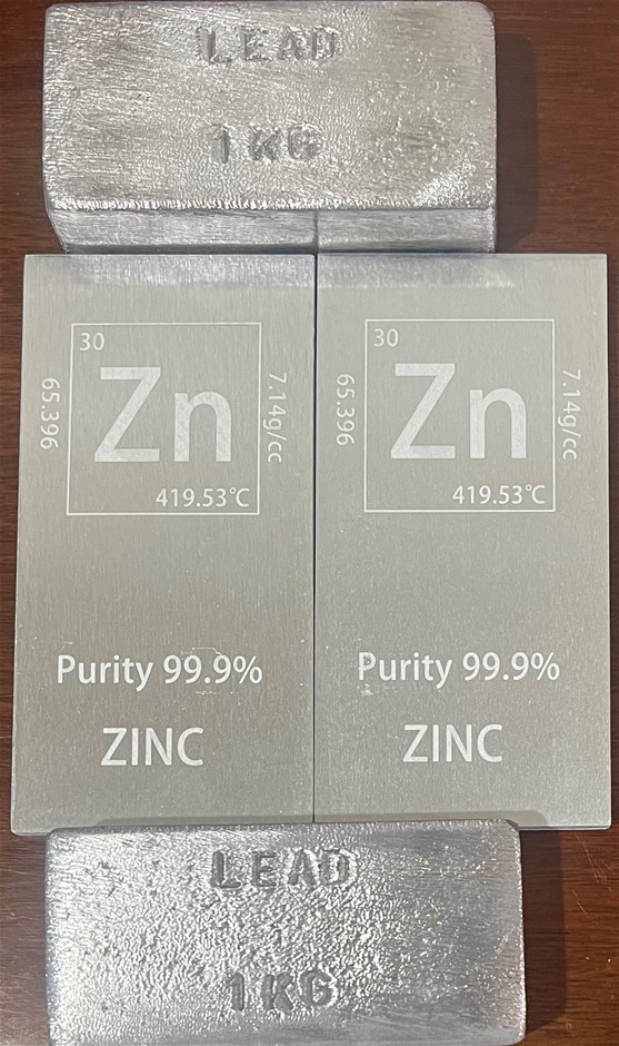 1 KiloLead Bar x 2 & Zinc Bar x 2 Bulk Buy