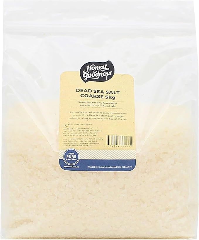 HONEST TO GOODNESS Premium Dead Sea Salt, Coarse 5kg - 100% Natural and Su