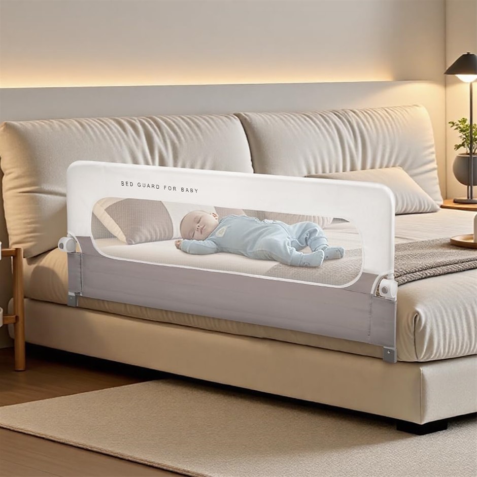 Playpals Foldable Bed Rail for Baby, 150cm Swing Down Toddler Bed Guard Rai