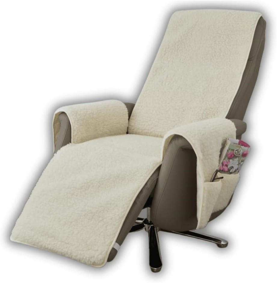 New Wool Armchair Protector with Armrest Protectors and Long Foot Rest
