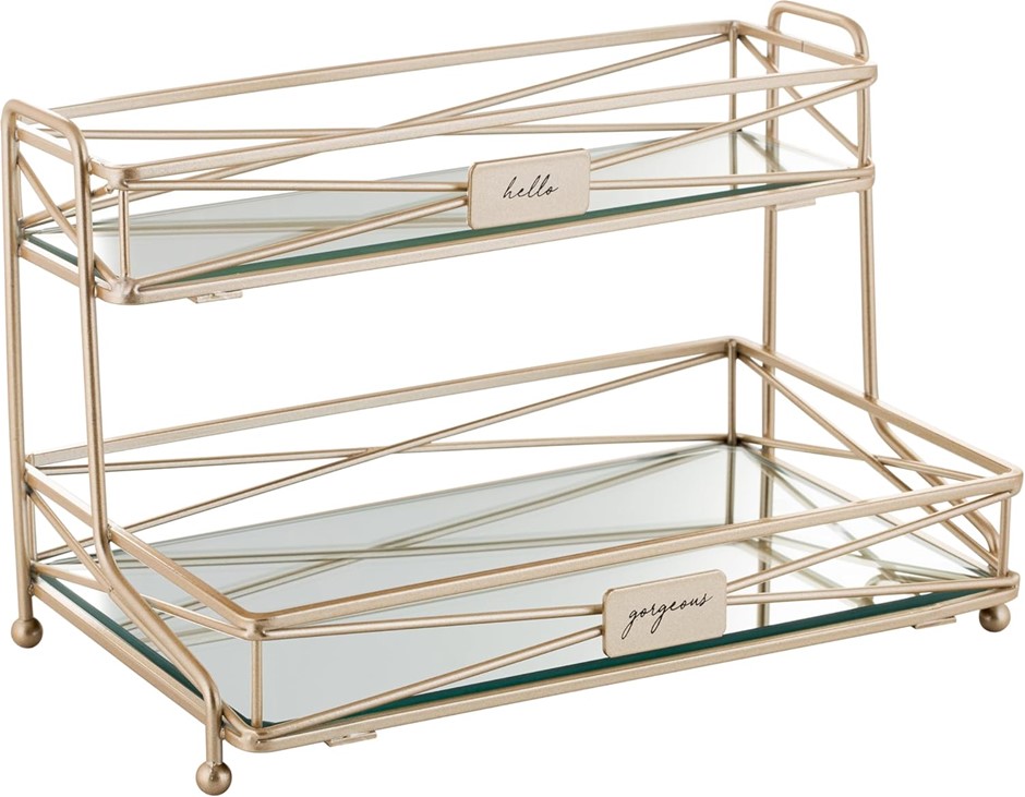 HOME DETAILS 2 Tier Mirrored, Perfect for Perfumes, Jewelry, Makeup, Cosmet