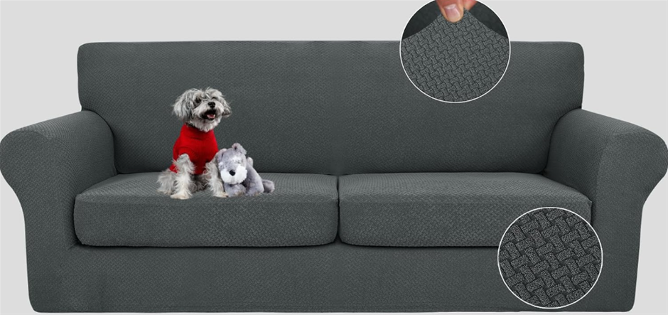 JIVINER Newest 3 Pieces Couch Covers for 2 Cushion Couch Stretch Sofa Slipc