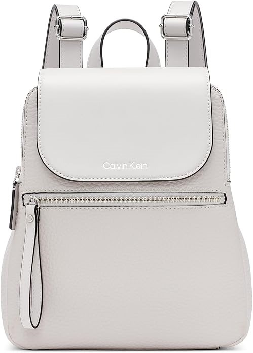 CALVIN KLEIN Reyna Novelty Key Item Flap Backpack, Dove Grey.