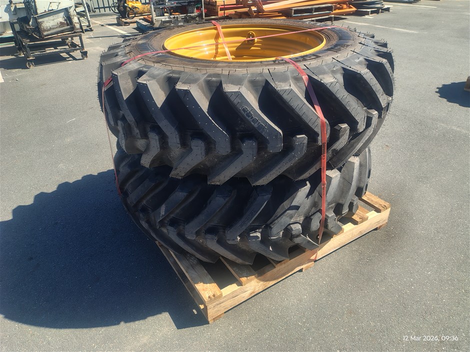 Earthmoving Tyres and Rims x 2