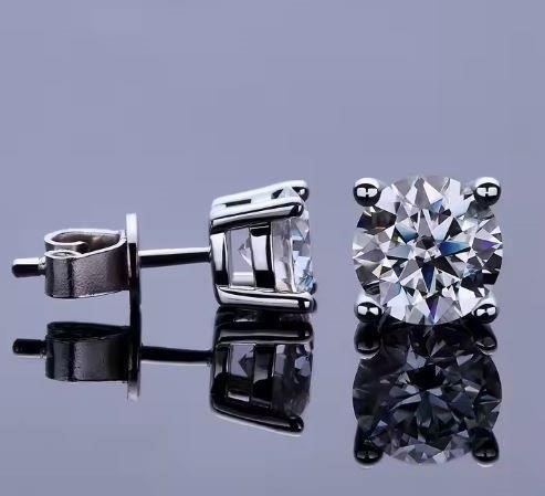 4.0ctw GRA Moissanite Brilliant Cut Earring-18k White Gold-S925