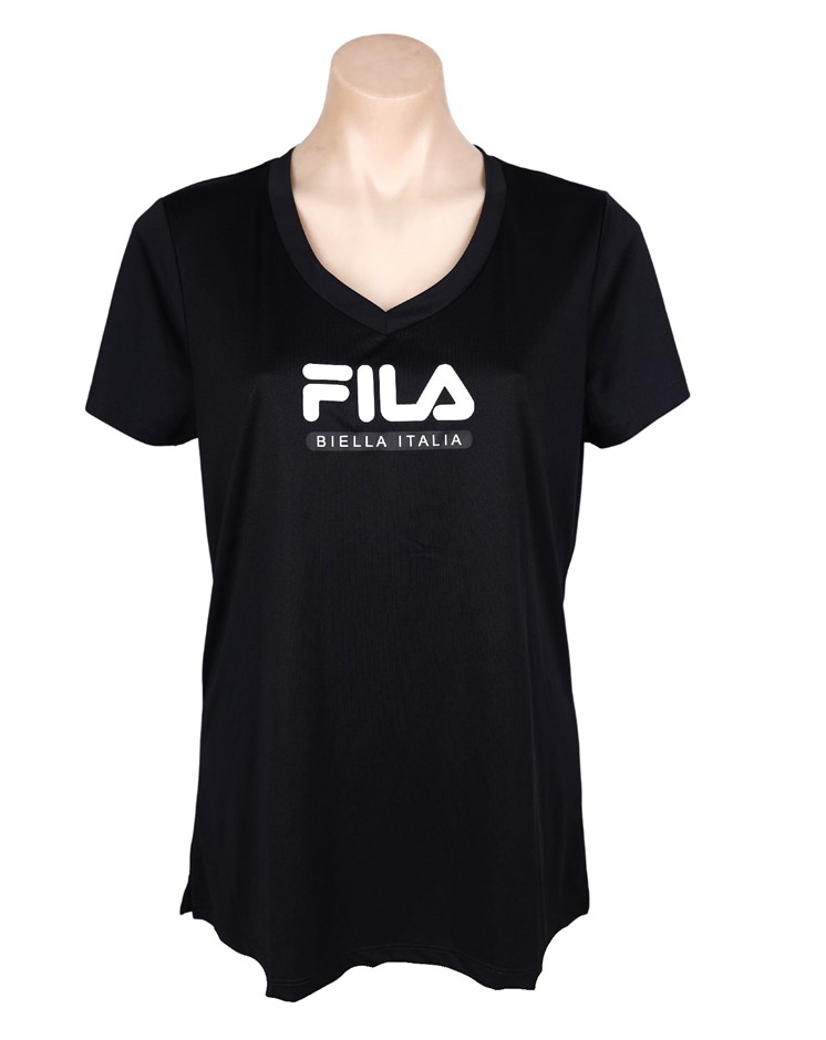 FILA Women's Lynette QuickDry Tee, Size XL, 100% Polyester, Black (001), 14