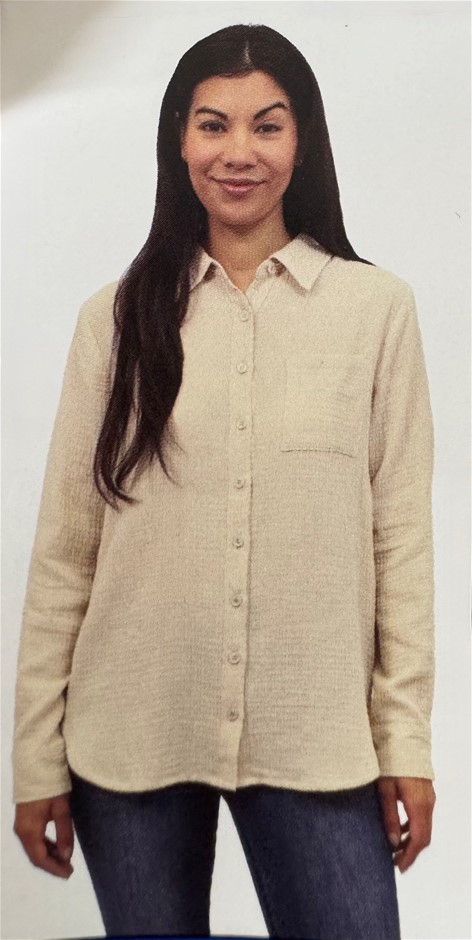 LEO&NICOLE Women's Gauze Shirt, Size L, 100% Cotton, Shell.  Buyers Note -