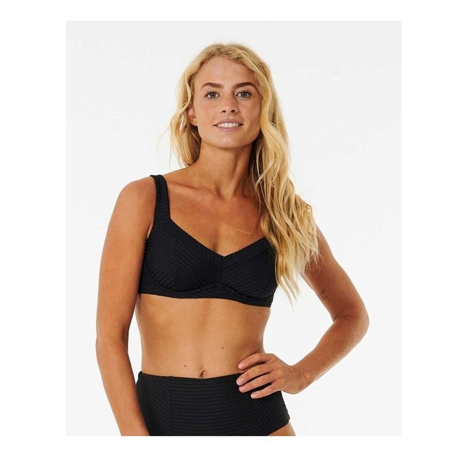 RIP CURL Women's Premium Surf E Cup Bikini Top, Size 2XS, Black. RRP: $89.9