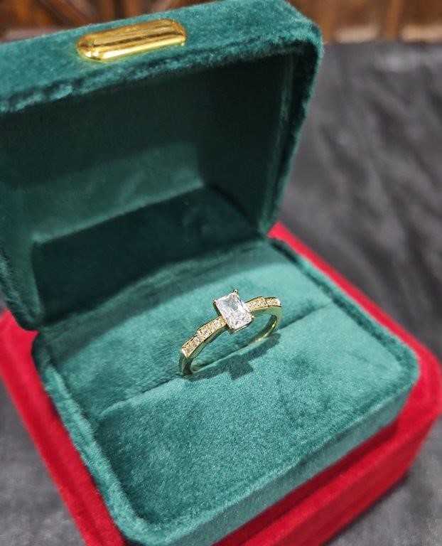 14K/Italy 0.5ct Emerald Cut Yellow Gold Ring(stamped)Warranty Quality-7US