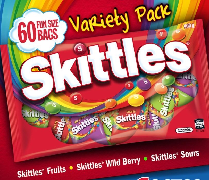 2 x SKITTLES 60pk Variety Pack, Fun Size Bags, 900g. N.B. Not in original o