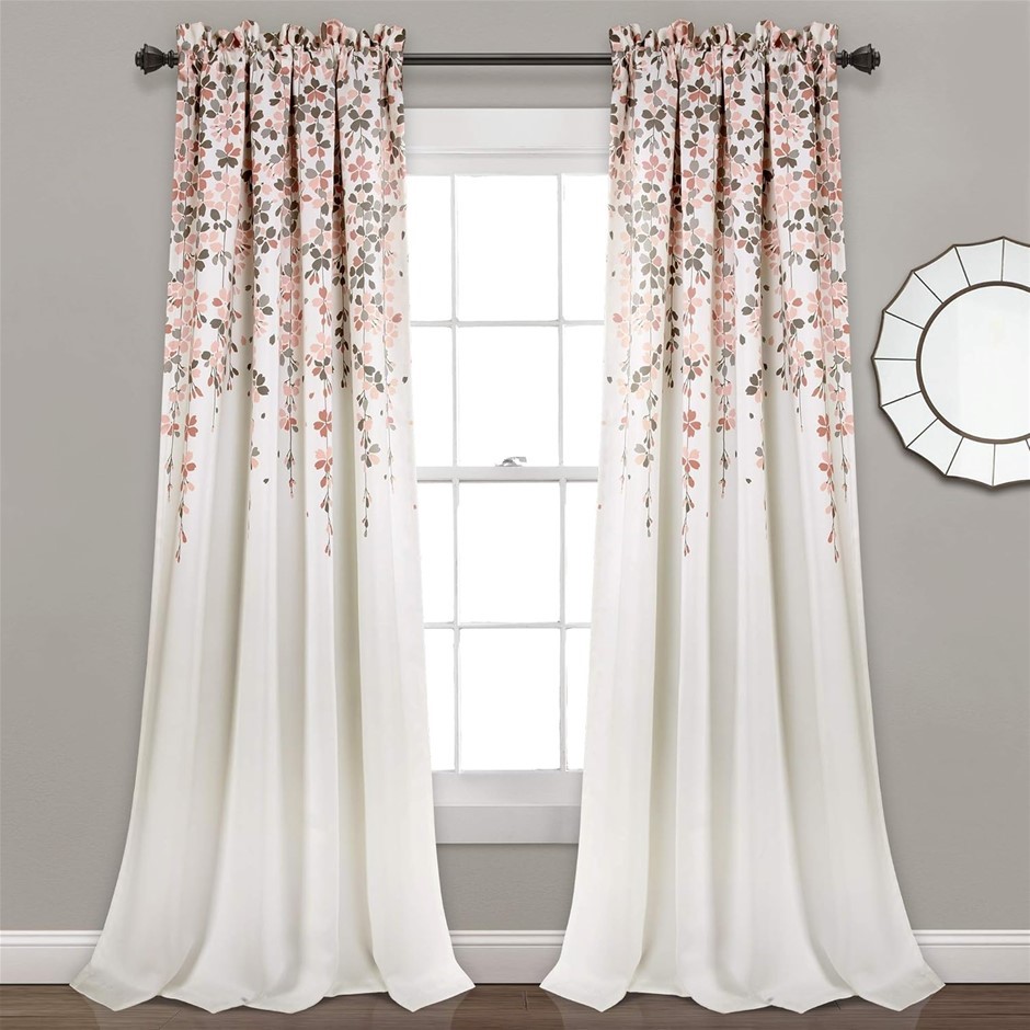 LUSH DECOR Weeping Flowers Darkening Window Curtains Panel Set. Size: 52" W