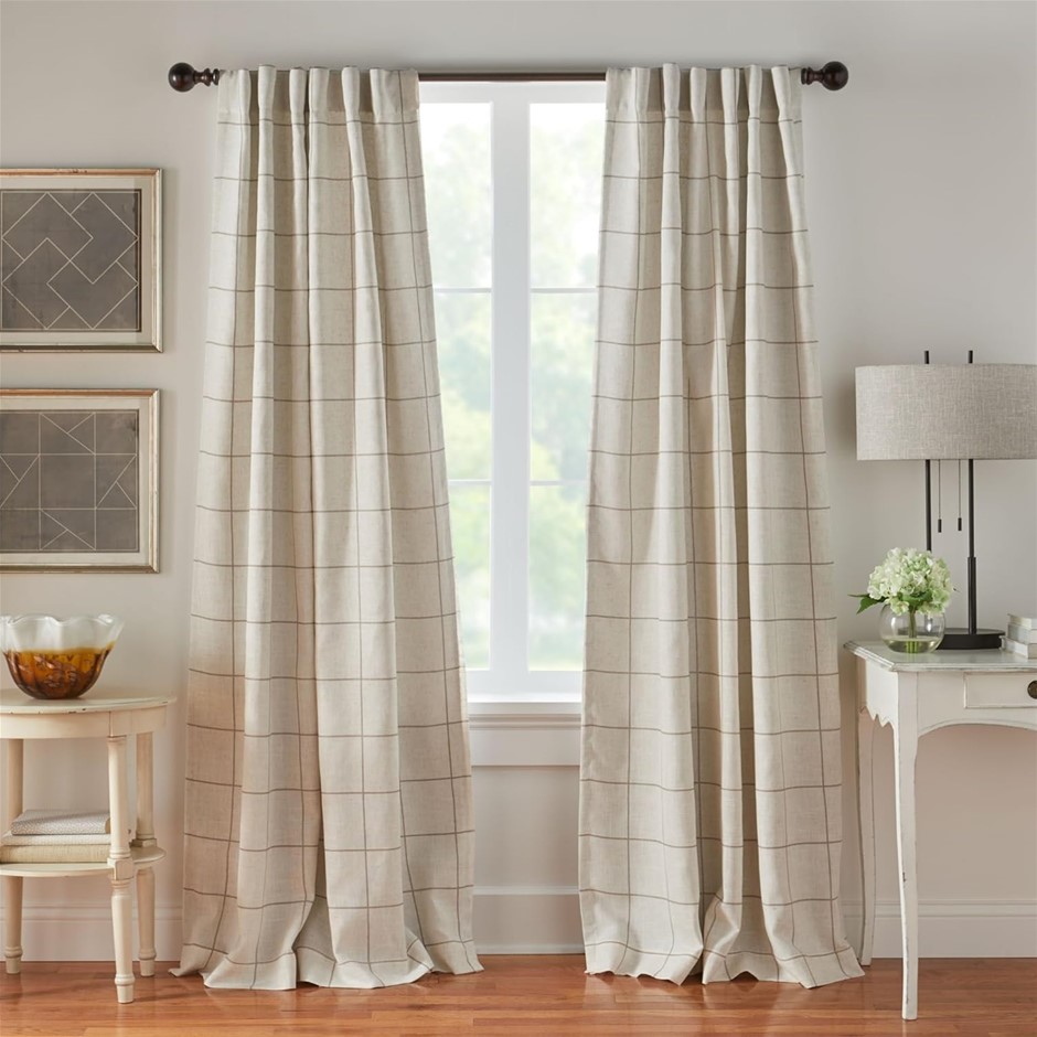 ELRENE Home Fashions Brighton Windowpane Plaid Blackout Window Curtain with
