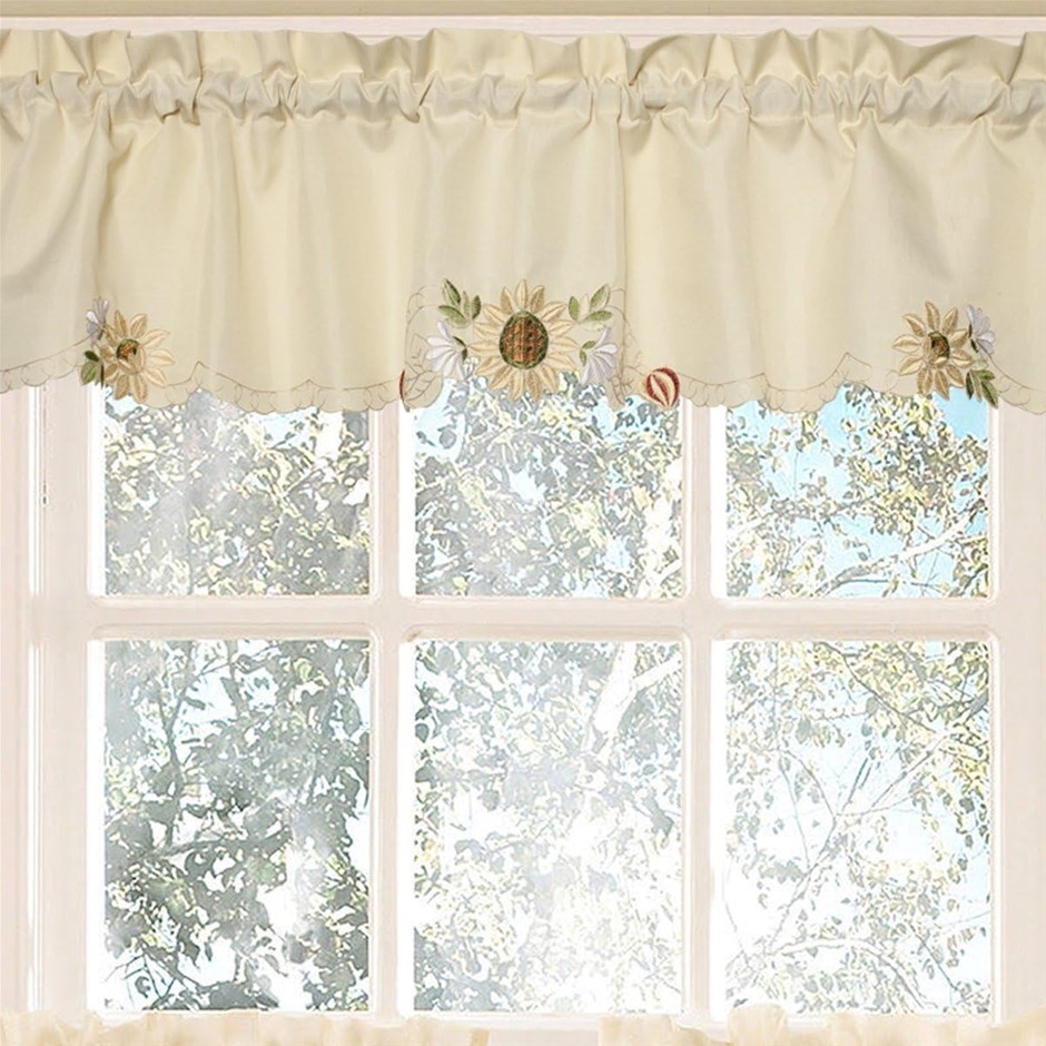 SWEET HOME COLLECTION Kitchen Window Tier, Valance Curtain, Sunflower.