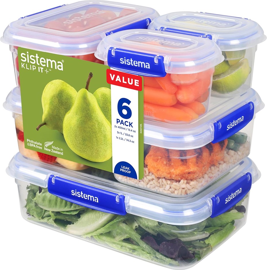 SISTEMA 5-Piece Klip It Plus Food Storage Containers, incl. 2 x 400 mL, 3 x