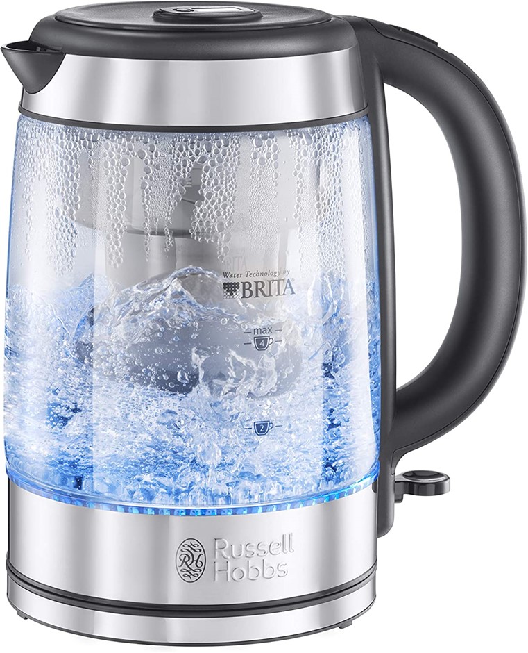 RUSSELL HOBBS Brita Glass Kettle, Clear. NB: Has been used & Not boxed. <b>
