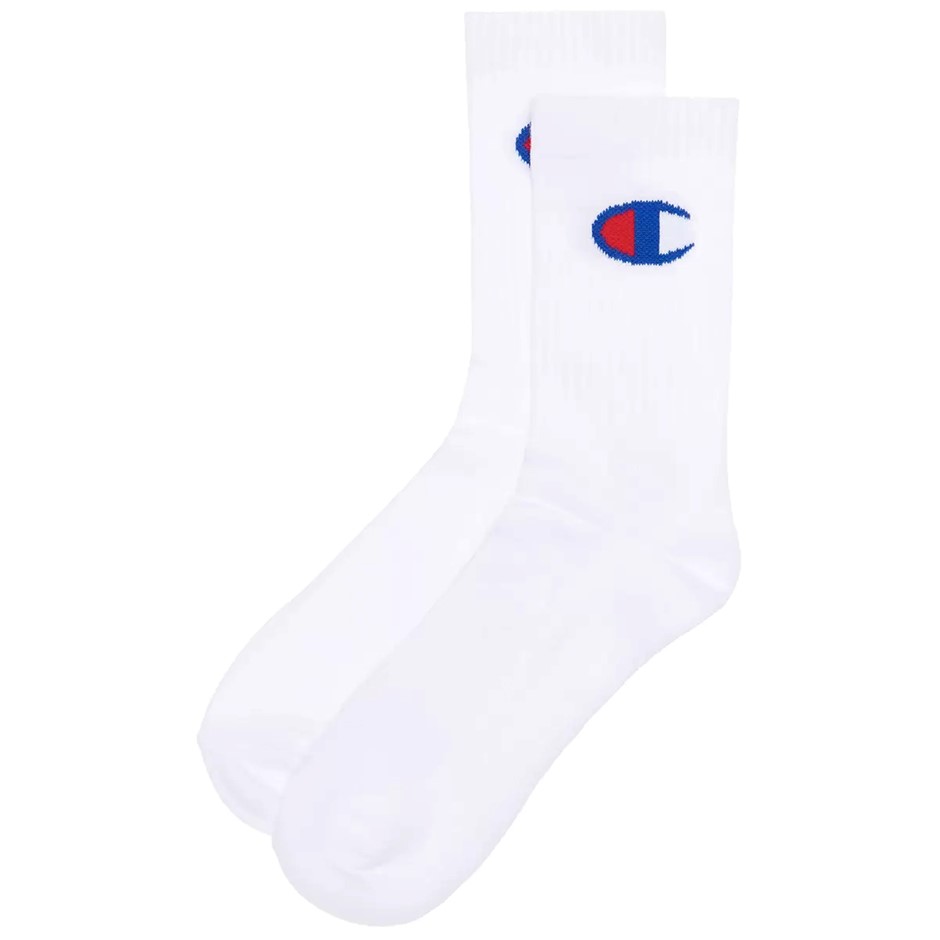 7 Pairs x CHAMPION Men's Crew Socks, Size 6-10, Cotton, White (WIT), SXRT8G