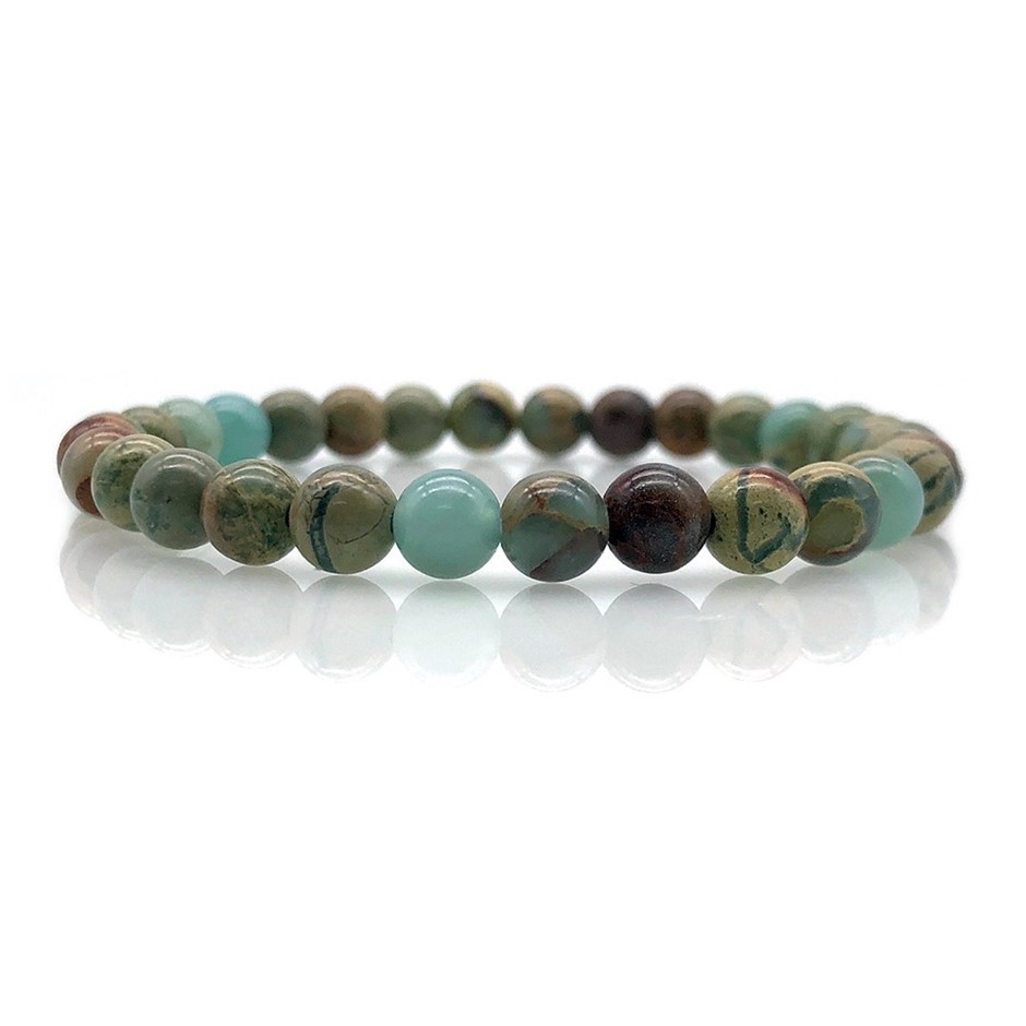 6mm Aqua Terra Jasper Beaded Stretchy Bracelet