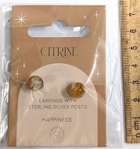 Sterling Silver Earrings with round CITRINE crystal Gemstones