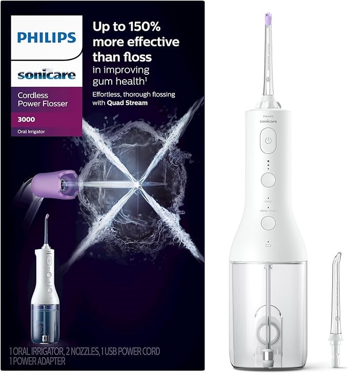 PHILIPS Sonicare Power Flosser 3000 Cordless, Oral Irrigator Quad Stream te