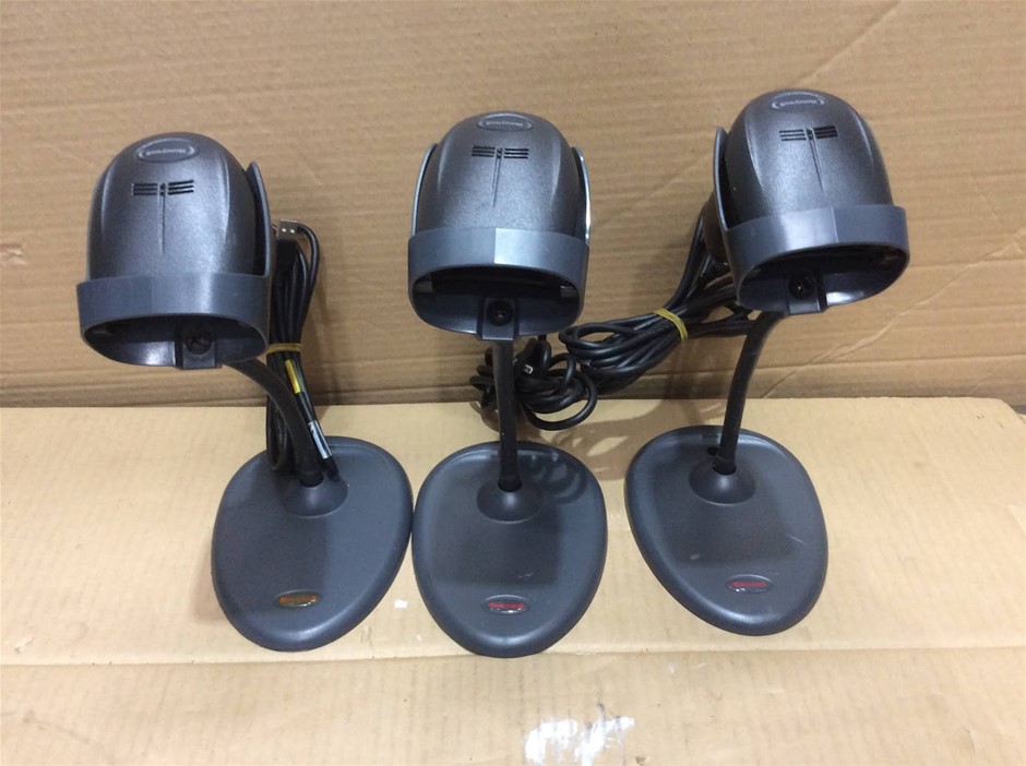 Honeywell 1950 Xenon Barcode Scanners with Desktop Stands (Lot of 3)