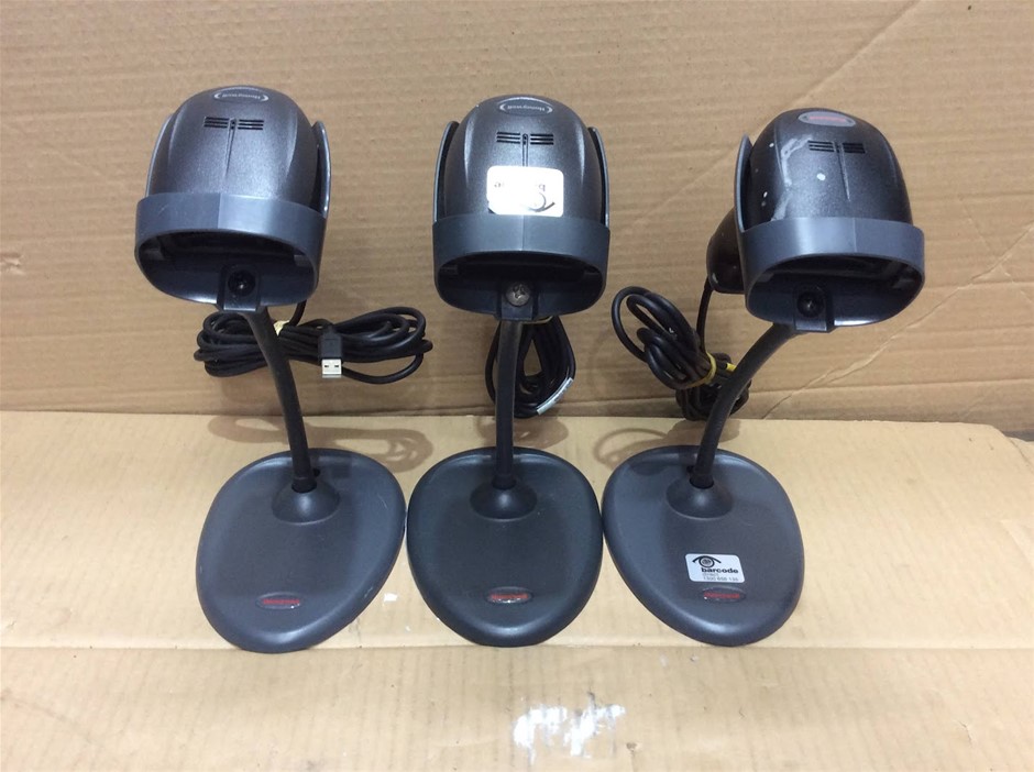 Honeywell 1950 & 1900 Xenon Barcode Scanners with Desktop Stands (Lot of 3)