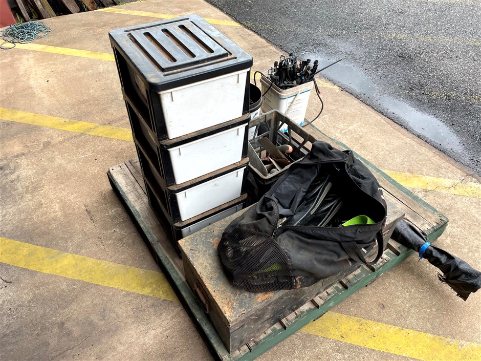 Assorted Hand Tools, Snorkeling Gear and Irrigation Fittings.