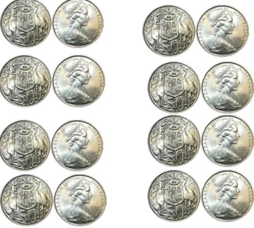 1966 Australia First & Last Queen Elizabeth Silver round fifty cents x 8