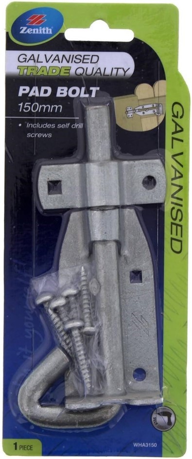 5 x ZENITH Galvanised Double Eye Padbolt, 150 x 12mm.