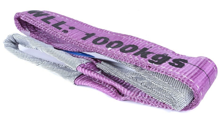 2 x Flat Webb Lifting Slings, WLL 1,000kg x 2M  (With Test Cert).