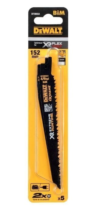 2 Packs of 5 x DEWALT Blades XR for Wood 152mm 4/6TPI.