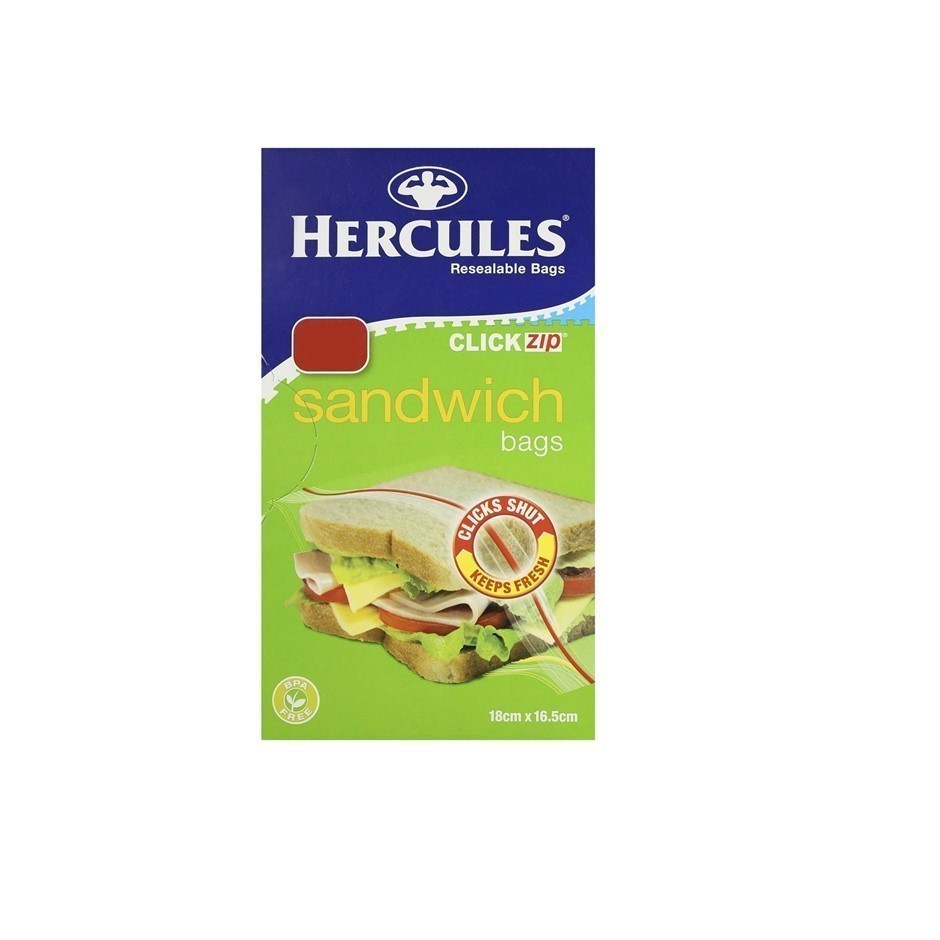 5 x HERCULES Pack of 130pc Sandwich Resealable Bags. N.B. Damaged packaging