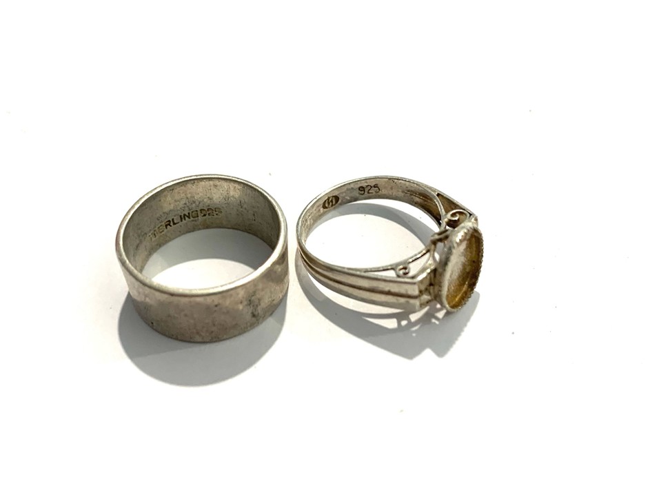 Lot of two stamped sterling silver vintage estate rings