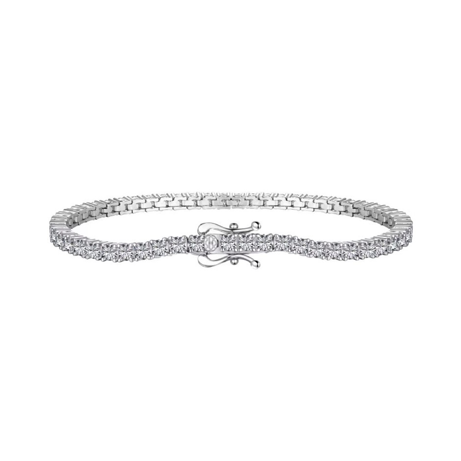 2mm Simulated Diamonds 925 Sterling Silver Tennis Bracelet-17cm