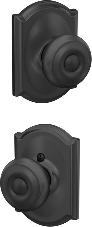 SCHLAGE F10 GEO 622 CAM Camelot Collection Georgian Passage Knob, Matte Bla