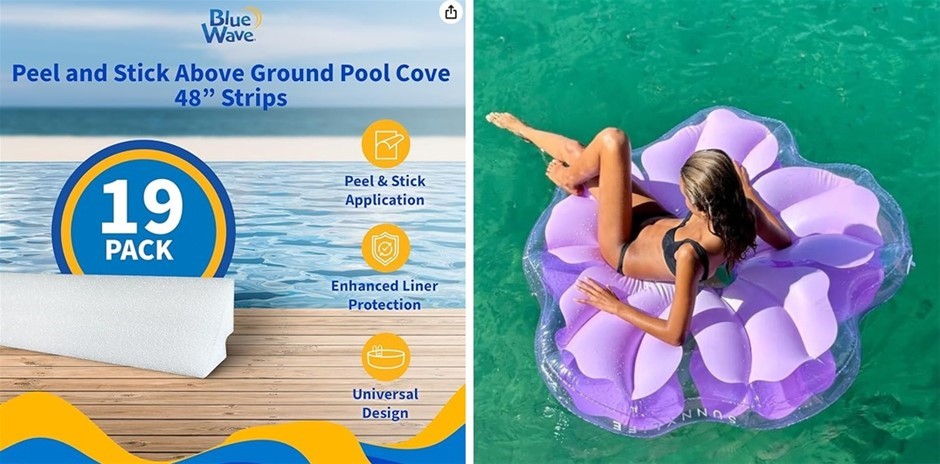 BUNDLE of 2 items: BLUE WAVE 19-Piece 48" Peel and Stick Above Ground Pool